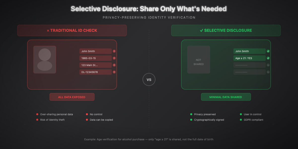 Selective Disclosure Comparison - Traditional ID vs mDoc